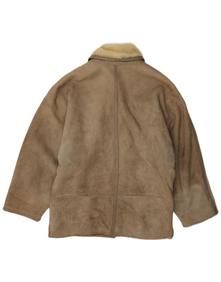 Jaqueta feminina Genny Shearling US 6 couro cinza médio