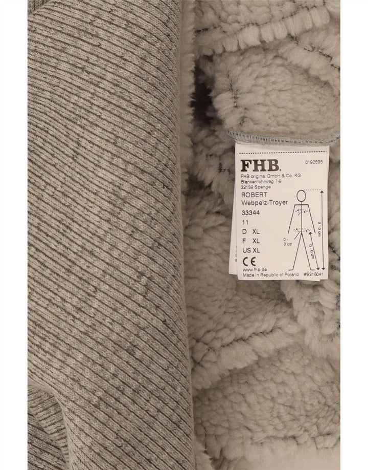 Suéter masculino FHB com zíper e gola Sherpa XL cinza poliéster