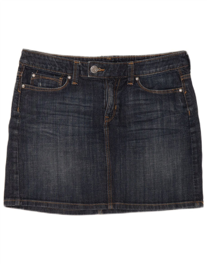 Mini saia jeans feminina Gap Reino Unido 12 médio W32 algodão azul marinho