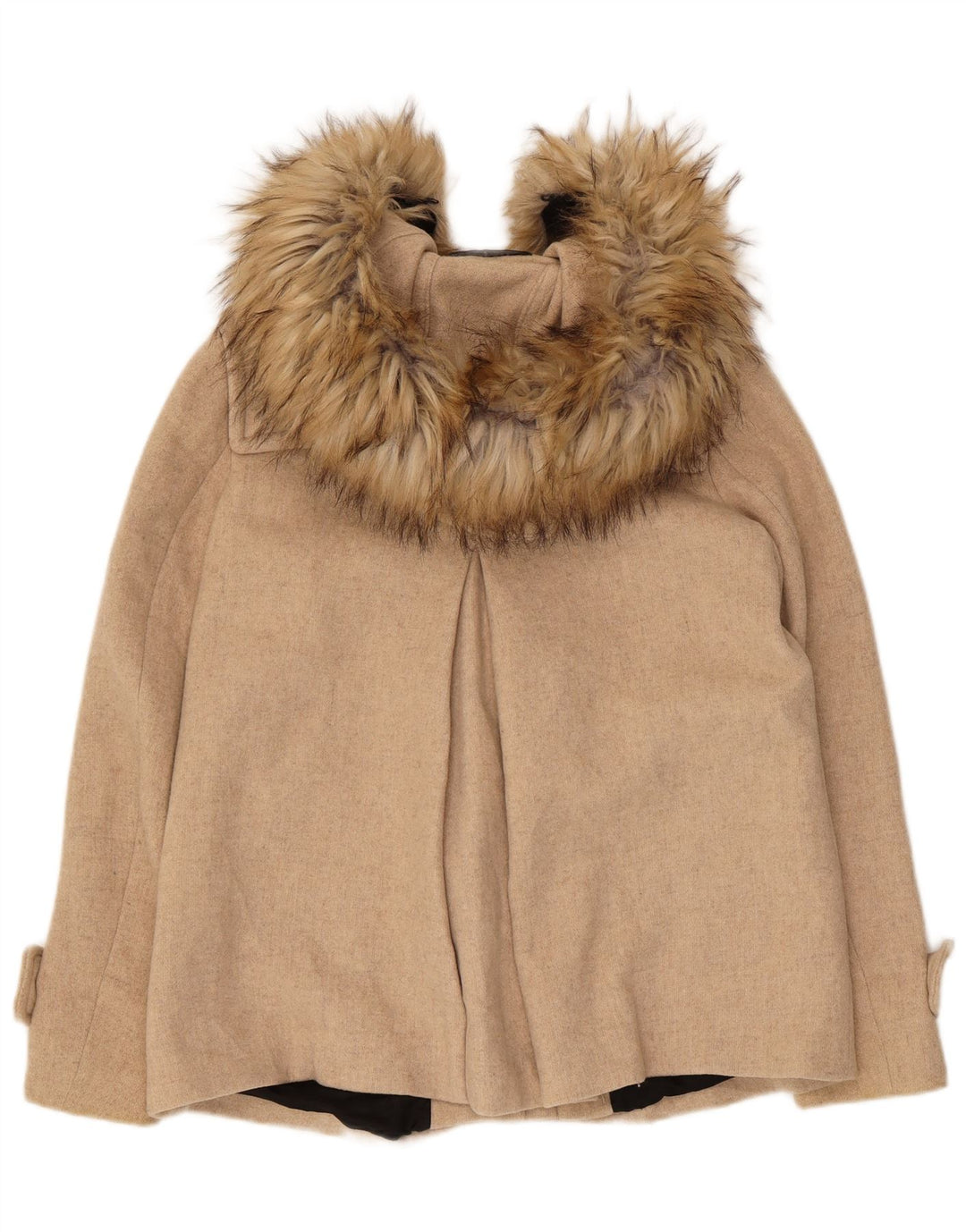 Zara Womens Hooded Oversized Duffle Coat Reino Unido 6 XS Bege
