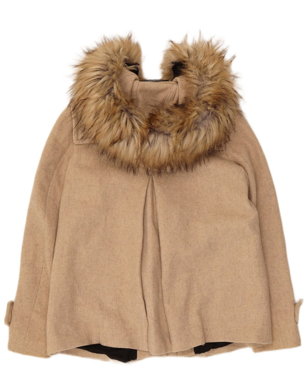 Zara Womens Hooded Oversized Duffle Coat Reino Unido 6 XS Bege