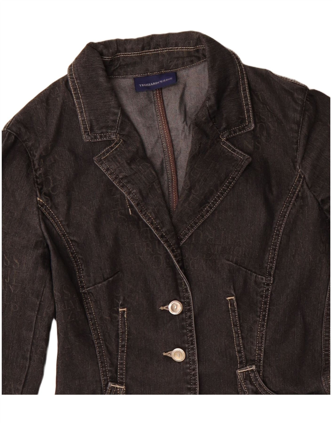 TRUSSARDI JEANS Jaqueta blazer jeans feminina com 3 botões IT 40 pequena preta