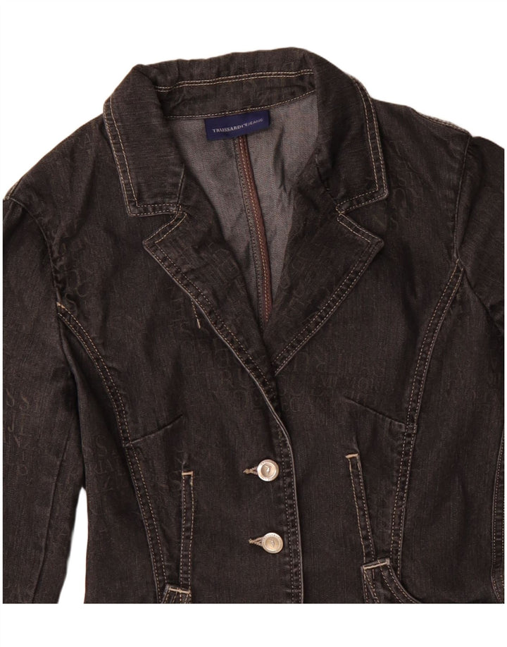 TRUSSARDI JEANS Jaqueta blazer jeans feminina com 3 botões IT 40 pequena preta