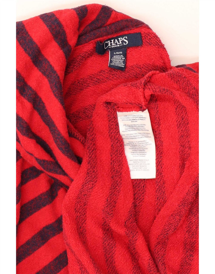 Suéter feminino Chaps com gola redonda e algodão listrado vermelho grande Reino Unido 14