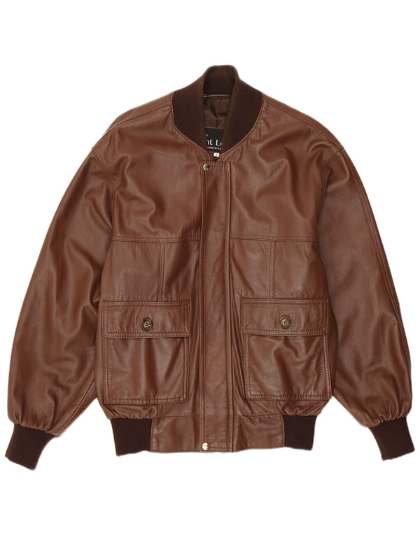 Jaqueta de couro masculina VINTAGE Reino Unido 36 pequena couro marrom