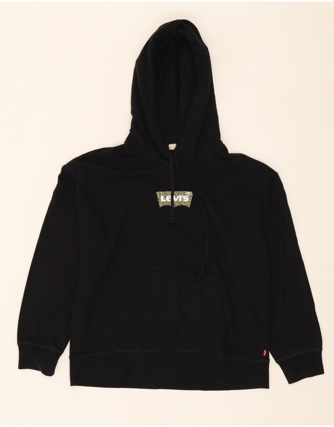 LEVI'S Womens Oversized Hoodie Jumper UK 16 Large Black Cotton Vintage Levi's and Second-Hand Levi's from Messina Hembry 