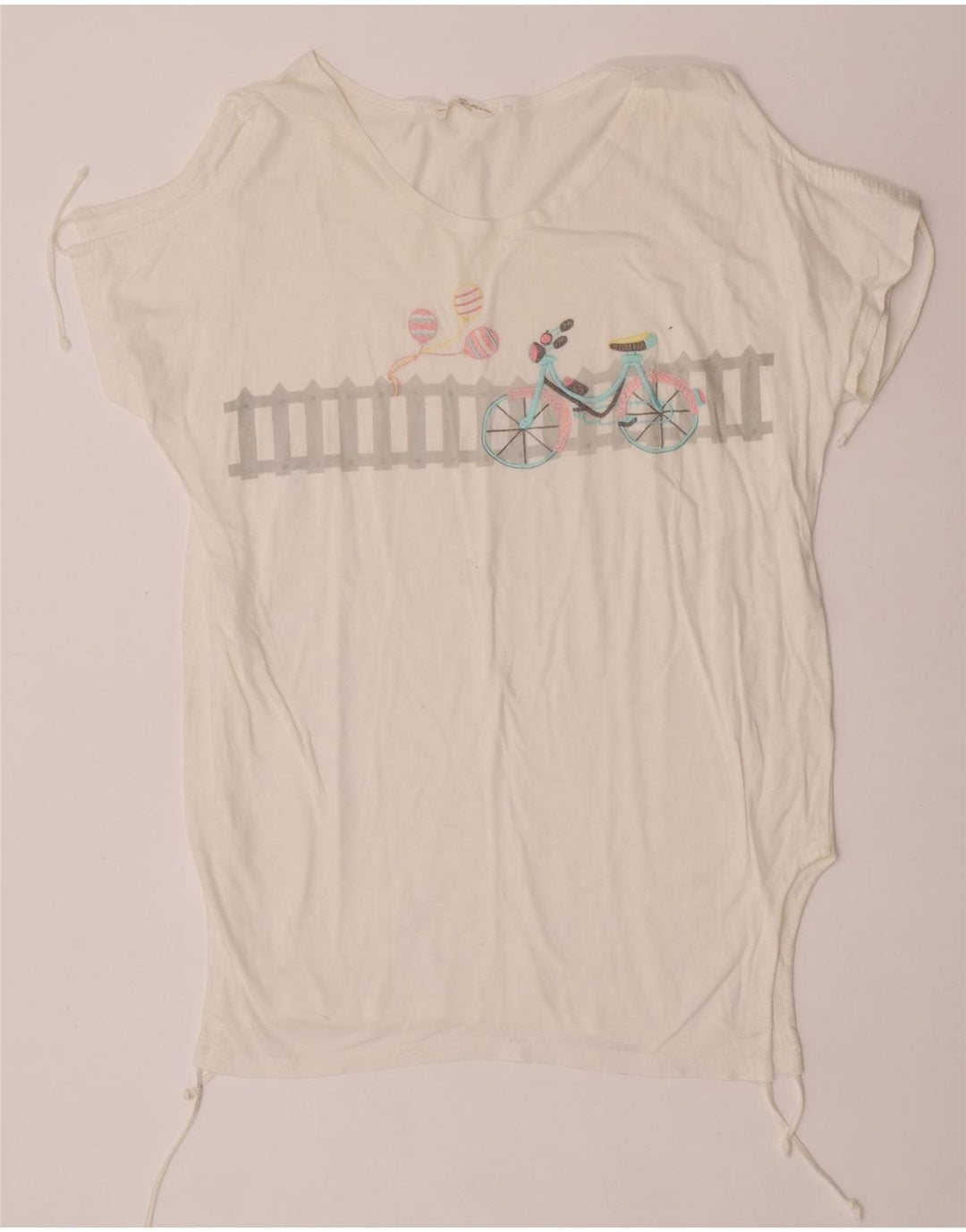 Camiseta gráfica feminina vintage Top IT 44 algodão branco médio