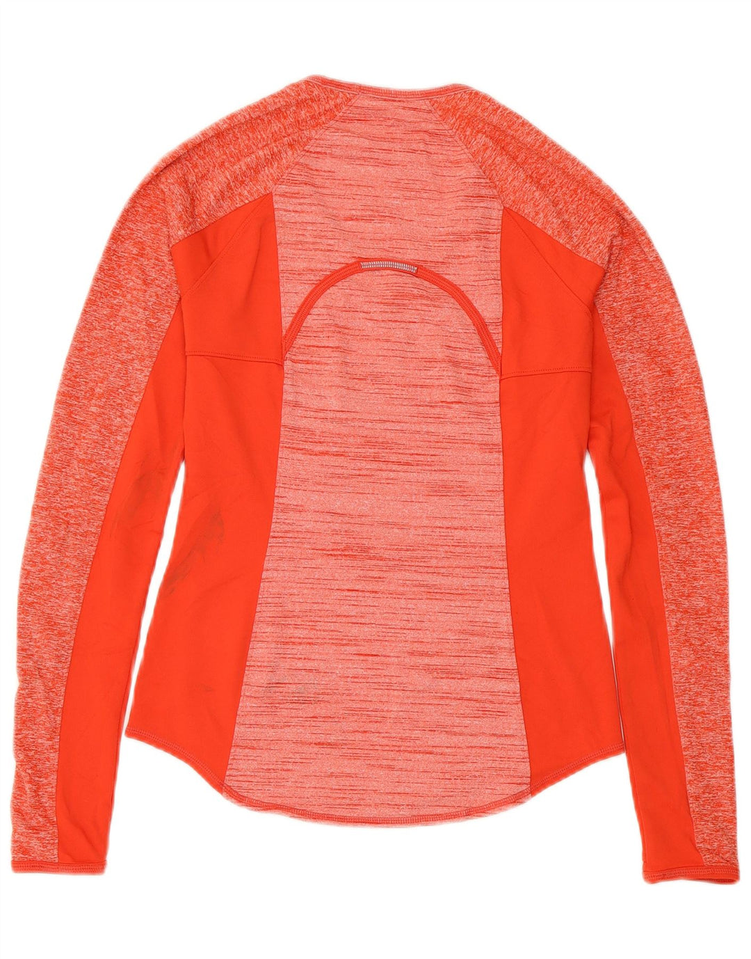 Top feminino ATHLETA manga comprida UK 6 XS poliéster manchado vermelho
