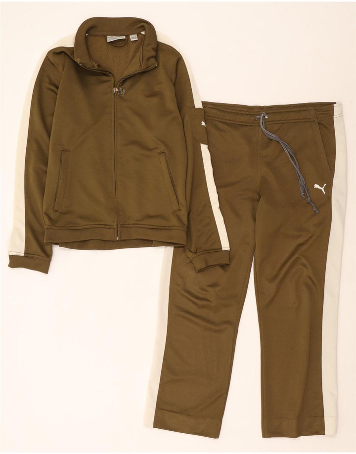 Puma Womens Full Tracksuit UK 12 Medium Khaki Colourblock Poliéster
