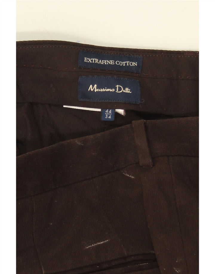 MASSIMO DUTTI Mens Straight Suit Trousers W34 L33 Brown Cotton Vintage Massimo Dutti and Second-Hand Massimo Dutti from Messina Hembry 