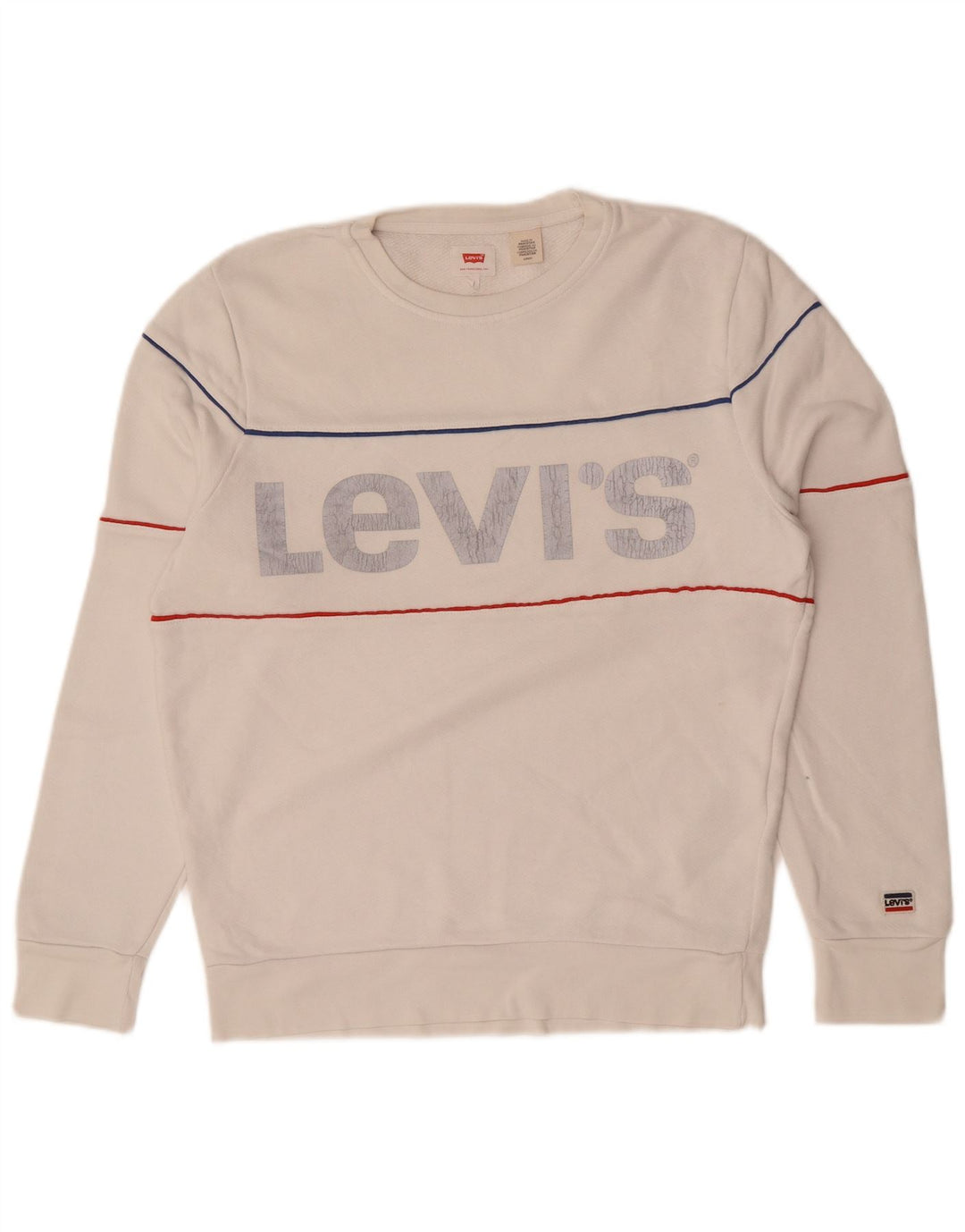 LEVI'S moletom gráfico masculino jumper pequeno algodão branco
