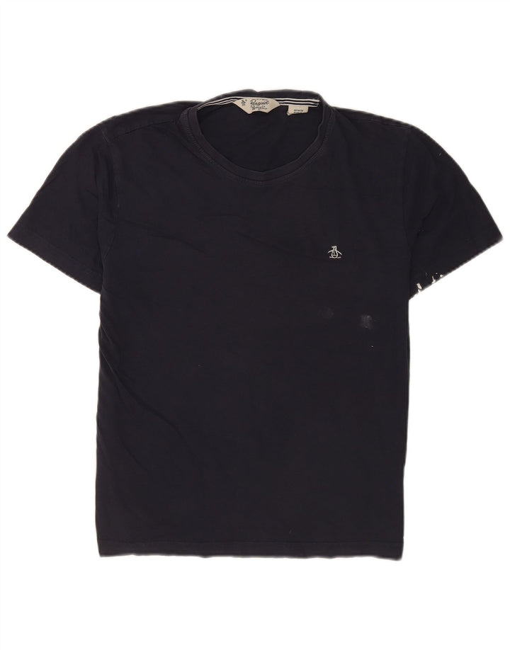 Camiseta masculina Penguin manga curta regular fit top médio algodão azul marinho