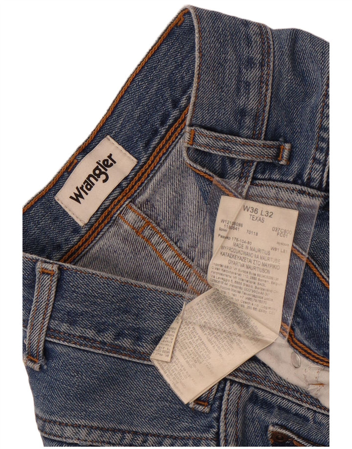 Wrangler Masculino Texas Straight Jeans W36 L32 Azul Algodão
