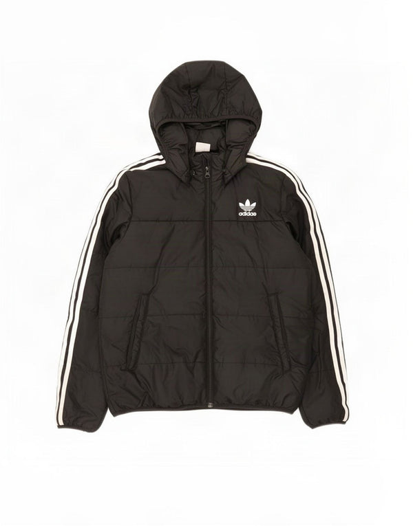 Casaco acolchoado com capuz Adidas Boys 12-13 anos preto poliéster