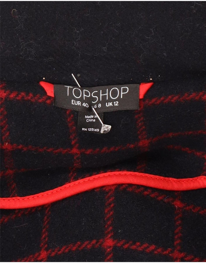Casaco Duffle feminino com capuz Topshop Reino Unido 12 lã azul marinho médio