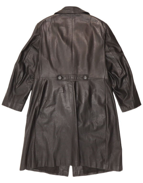Casaco de couro feminino vintage IT 52 2XL preto