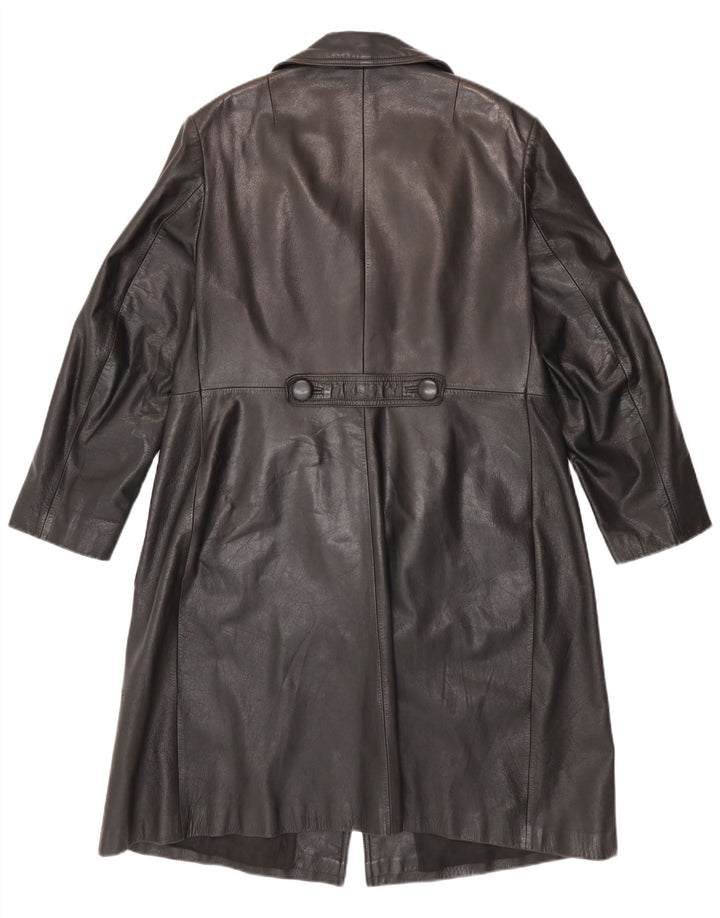 Casaco de couro feminino vintage IT 52 2XL preto