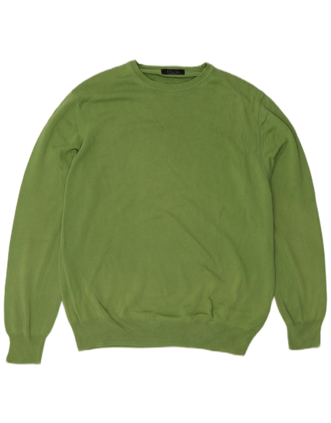 Zara Suéter masculino com gola redonda, grande algodão verde