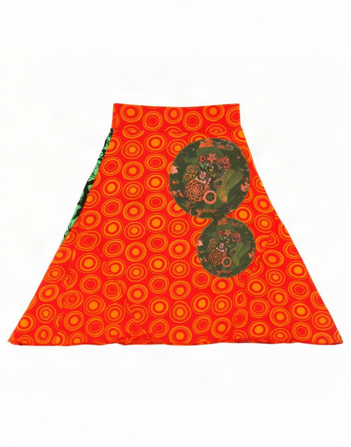 Saia feminina Desigual com padrão abstrato linha A médio W26 multicolorida