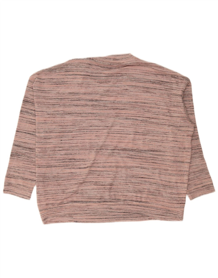 Suéter feminino Marks & Spencer com gola redonda e listrado rosa médio UK 12