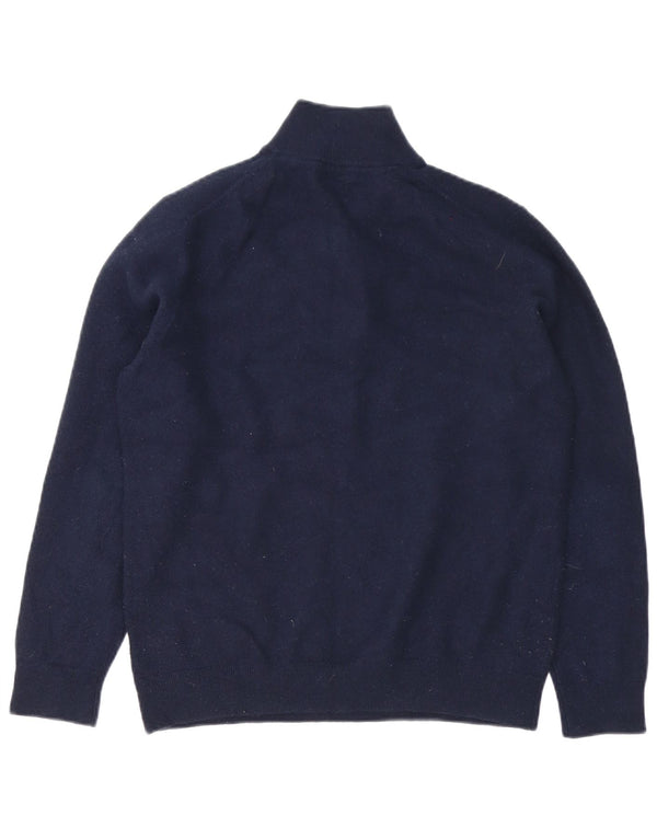Suéter masculino Massimo Dutti com gola com zíper e lã azul marinho médio