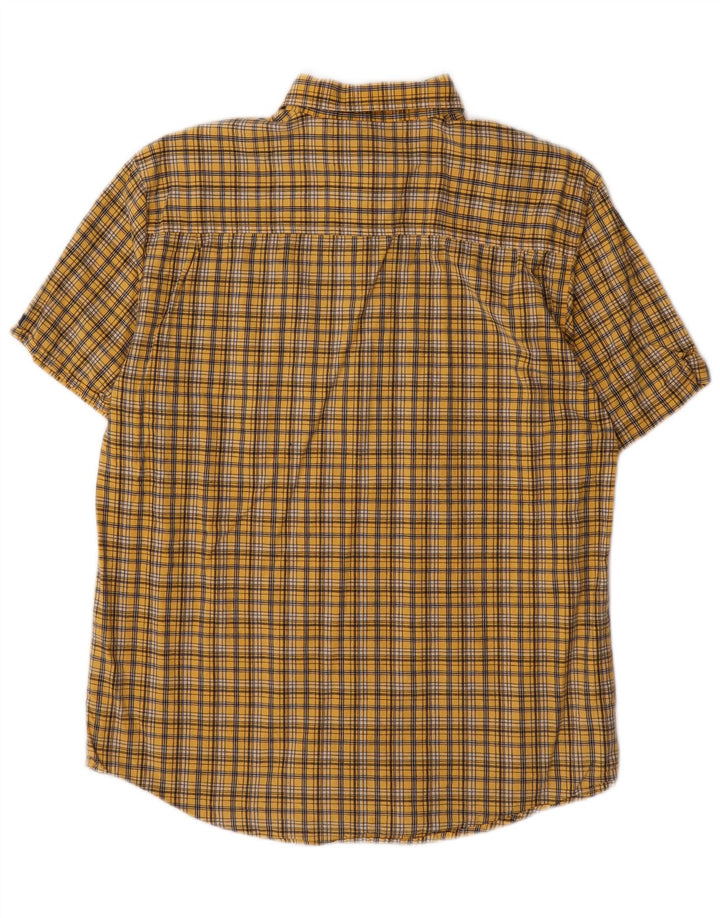 Camisa de manga curta para meninos IZOD 15-16 anos XL algodão xadrez amarelo
