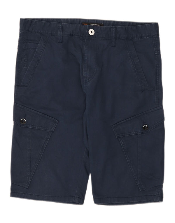 Angelo Litrico Mens Cargo Shorts W34 Large Navy Blue Cotton