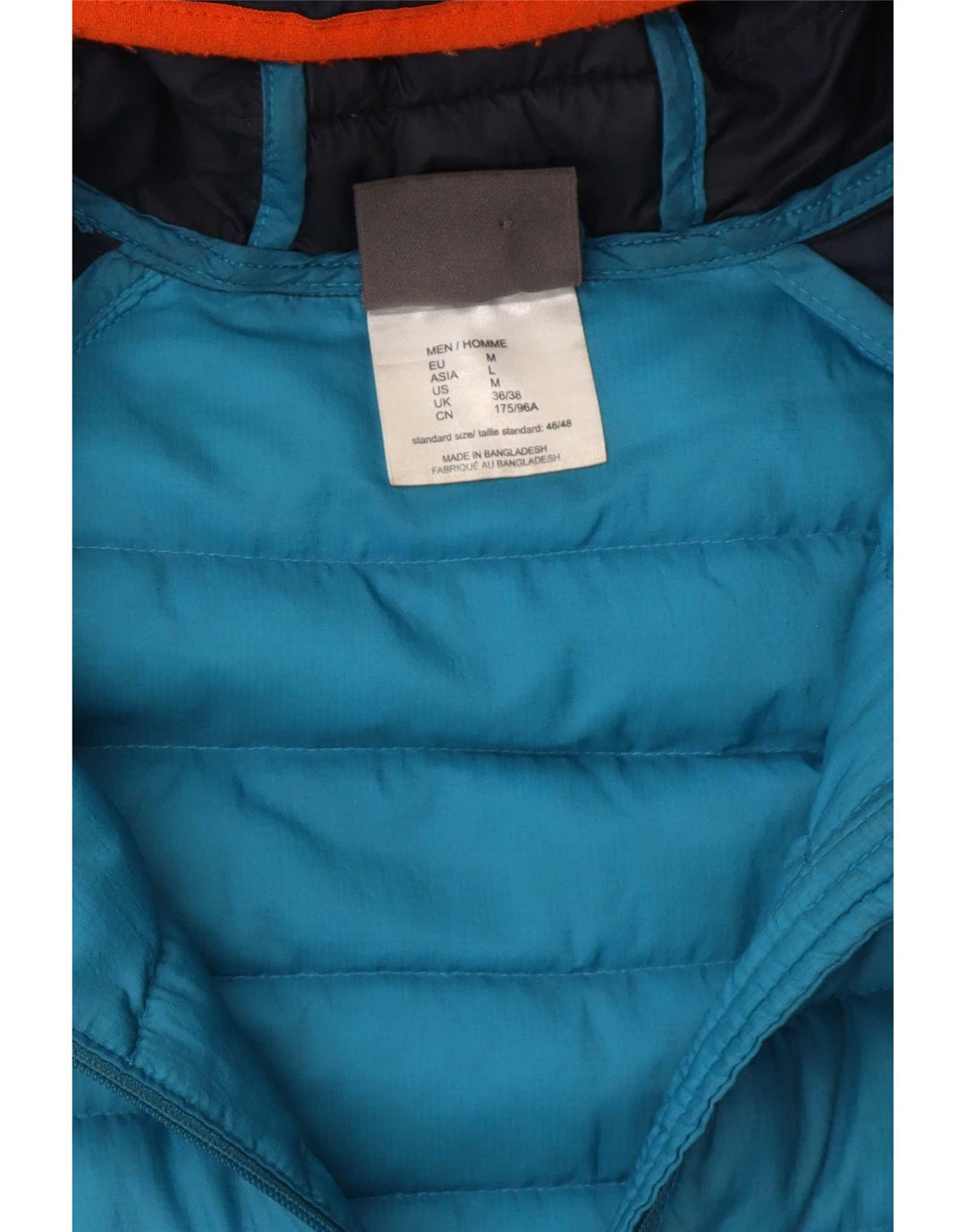 Jaqueta masculina acolchoada com capuz Jack Wolfskin Reino Unido 36/38 bloco colorido azul médio