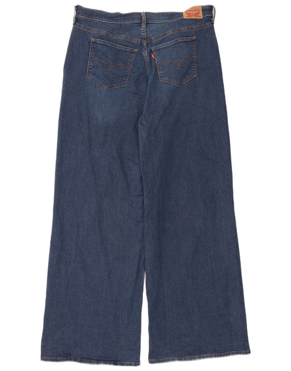 Calça jeans feminina Levi's 318 Shaping Wide Leg US 16 2XL W40 L34 azul algodão