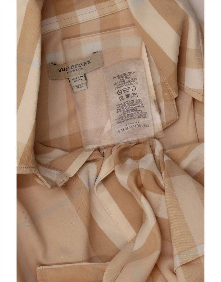 Camisa feminina BURBERRY UK 6 XS algodão xadrez bege