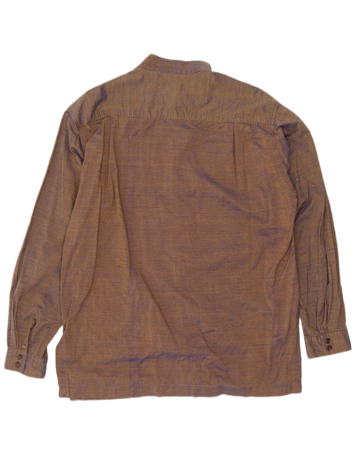Camisa masculina vintage de algodão marrom médio