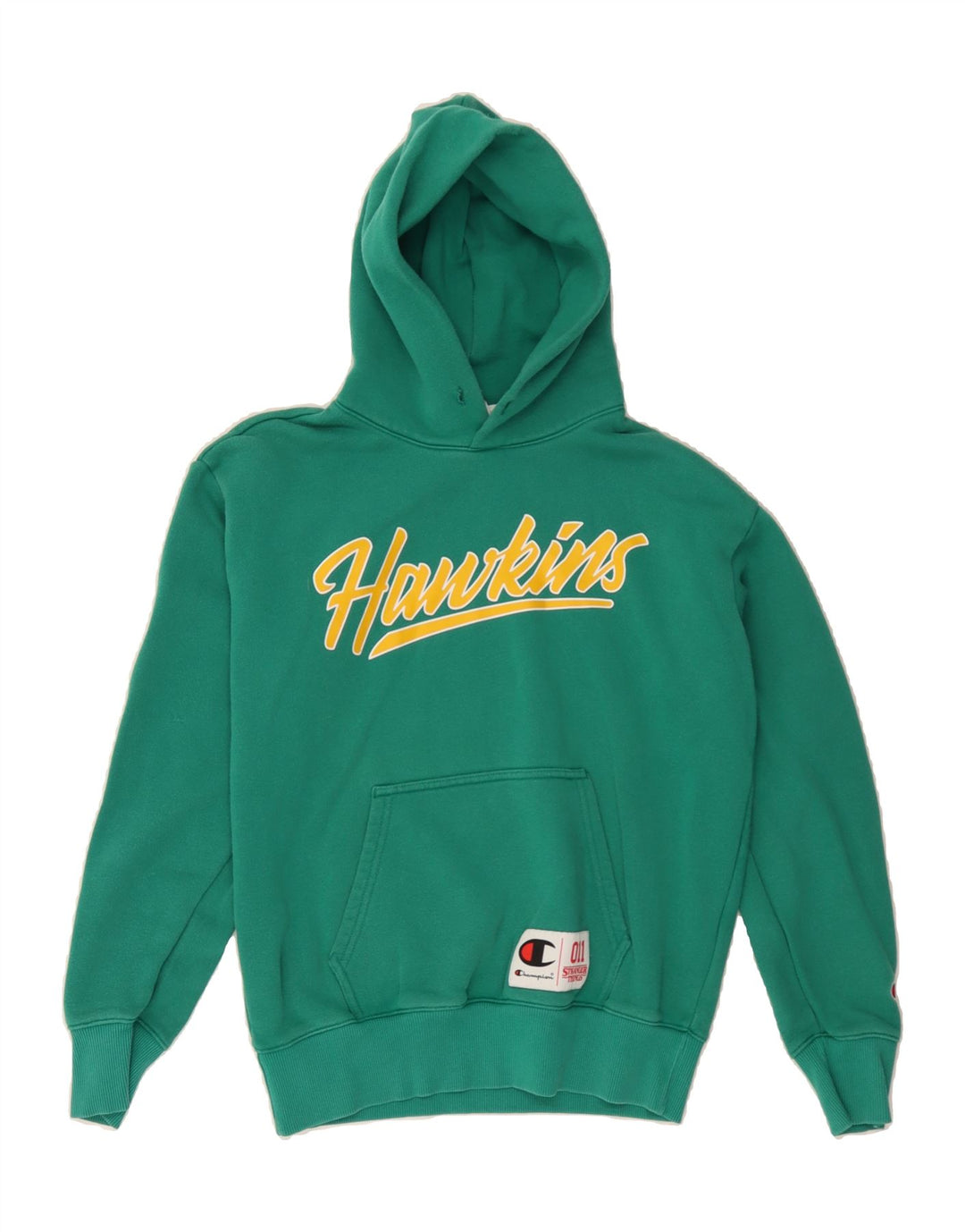 CHAMPION Mens Peter Hawkings Graphic Hoodie Jumper XS Green Cotton Vintage Champion and Second-Hand Champion from Messina Hembry 