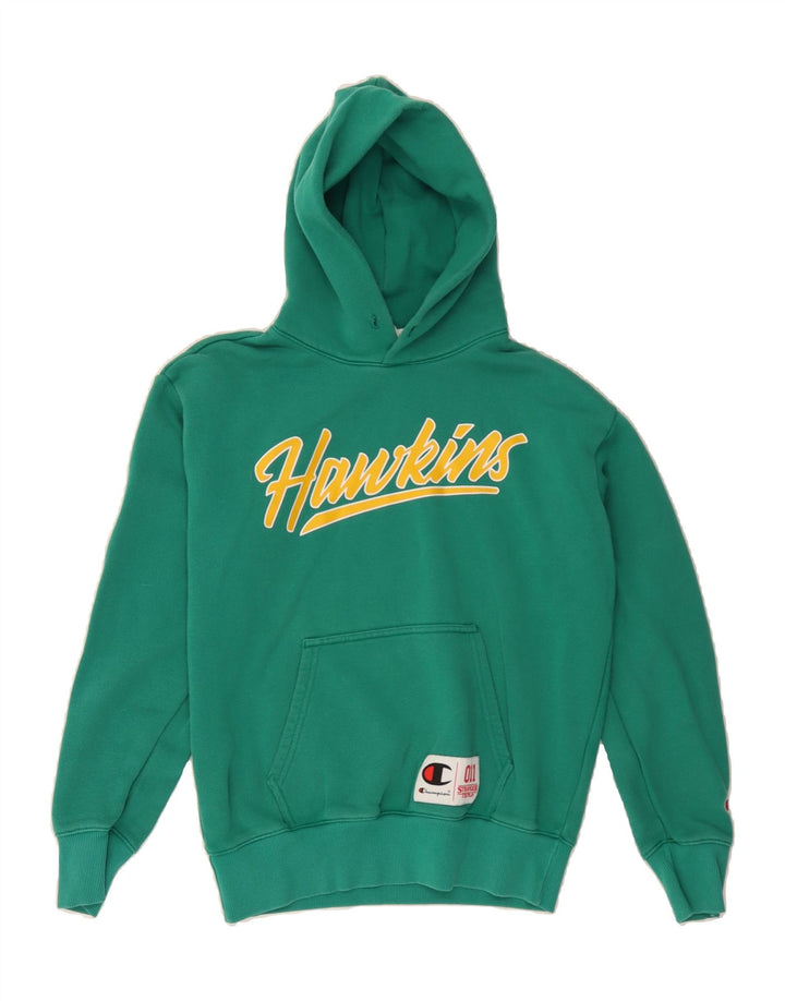 CHAMPION Mens Peter Hawkings Graphic Hoodie Jumper XS Green Cotton Vintage Champion and Second-Hand Champion from Messina Hembry 