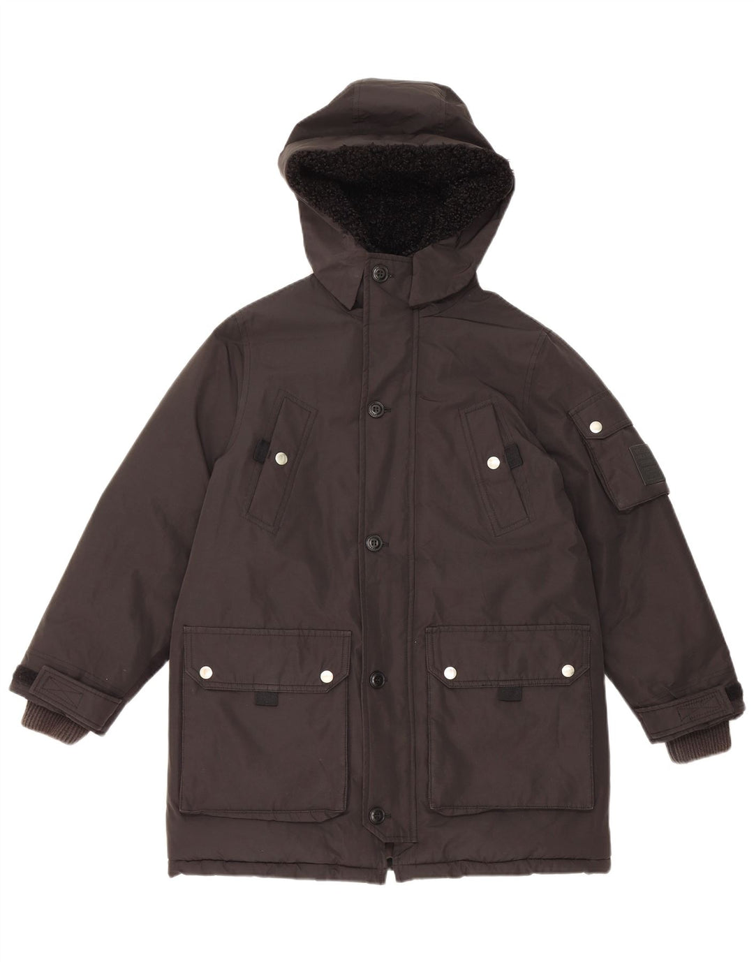 Jaqueta Parka com capuz feminina Diesel UK 10 poliéster preto pequeno
