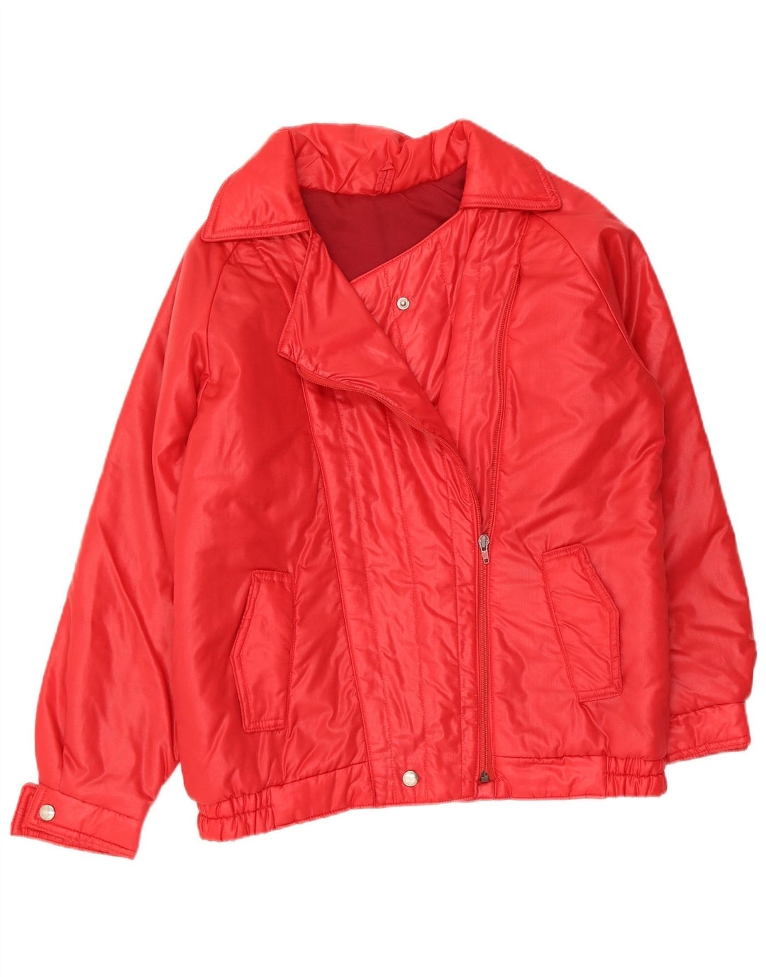 Jaqueta acolchoada feminina vintage para motociclista UK 14 vermelho médio