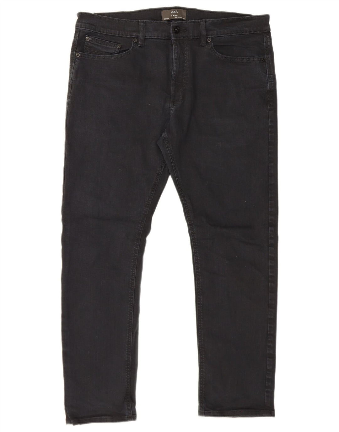 Marks & Spencer Mens Jeans Slim W36 L29 Algodão Preto
