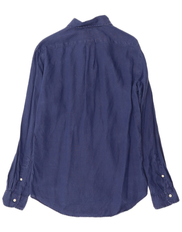 Ralph Lauren Mens Camisa Slim Fit Médio Linho Azul Marinho