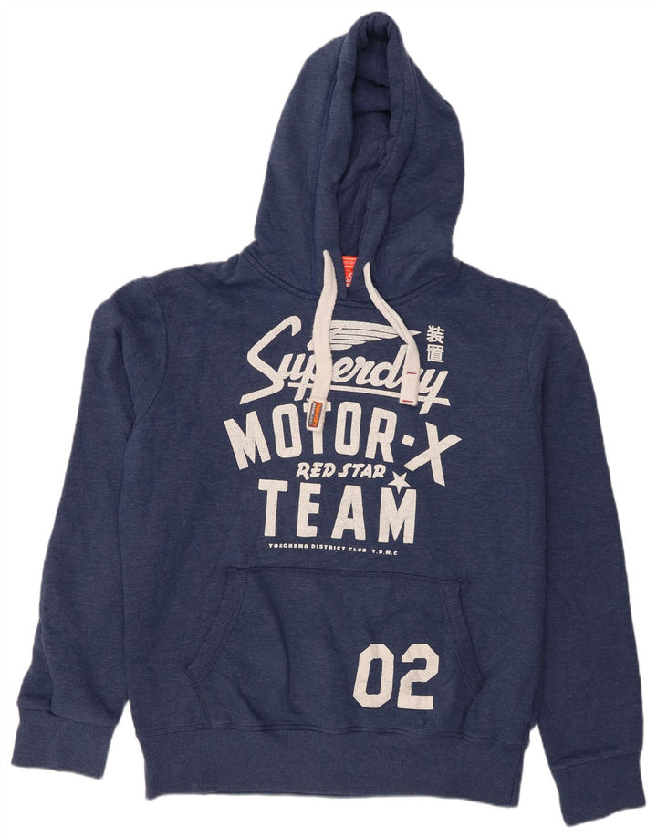Superdry Mens Graphic Hoodie Jumper XL Azul Marinho Algodão