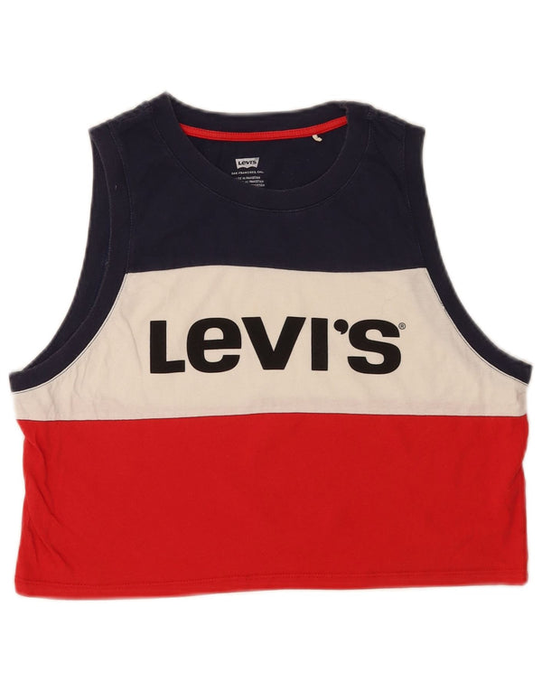 Colete feminino Levi's Crop Graphic Vest UK 10 pequeno bloco colorido multicolorido
