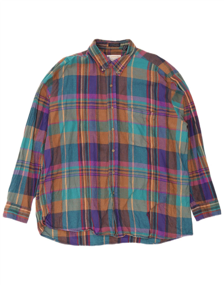 Camisa masculina de flanela xadrez London Fog XL de algodão xadrez multicolorido