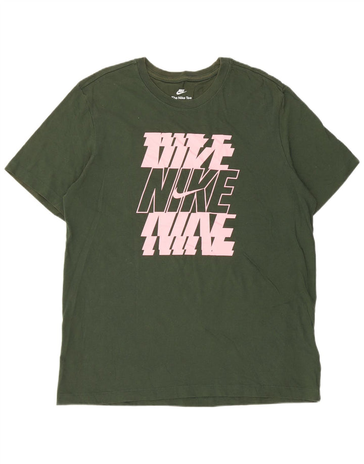 Camiseta Nike masculina gráfica top grande algodão verde