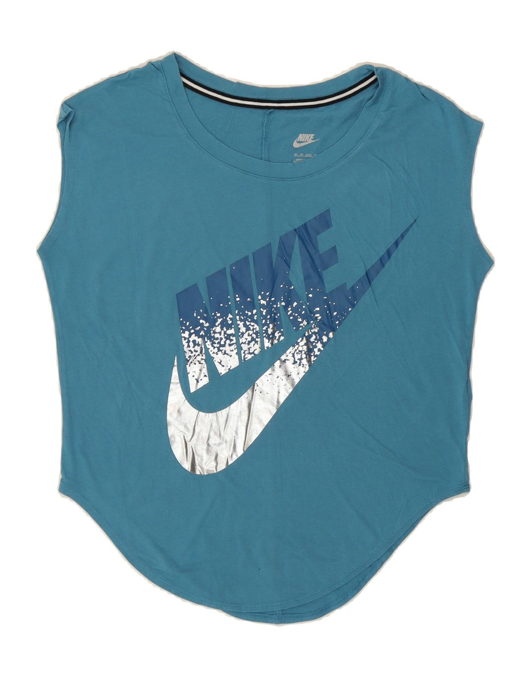 NIKE Womens Oversized Graphic Vest Top UK 6 XS Blue Cotton Vintage Nike and Second-Hand Nike from Messina Hembry 