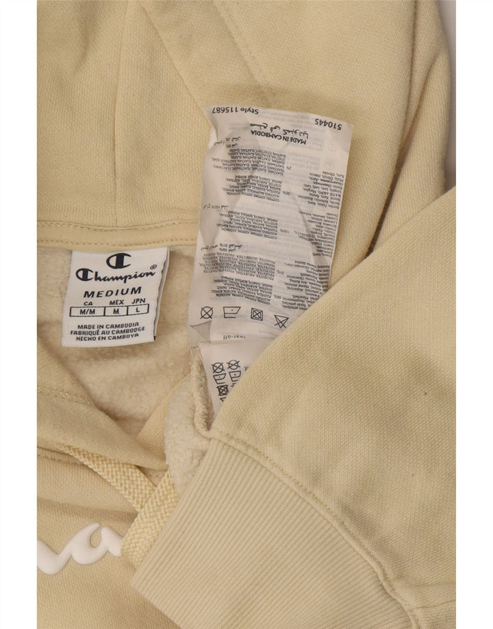 CHAMPION Suéter feminino com capuz gráfico Reino Unido 14 algodão bege médio