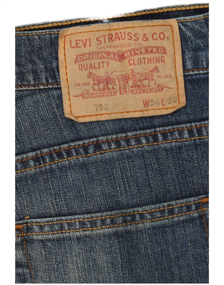 Levi's Masculino 752 Straight Jeans W34 L29 Azul Algodão