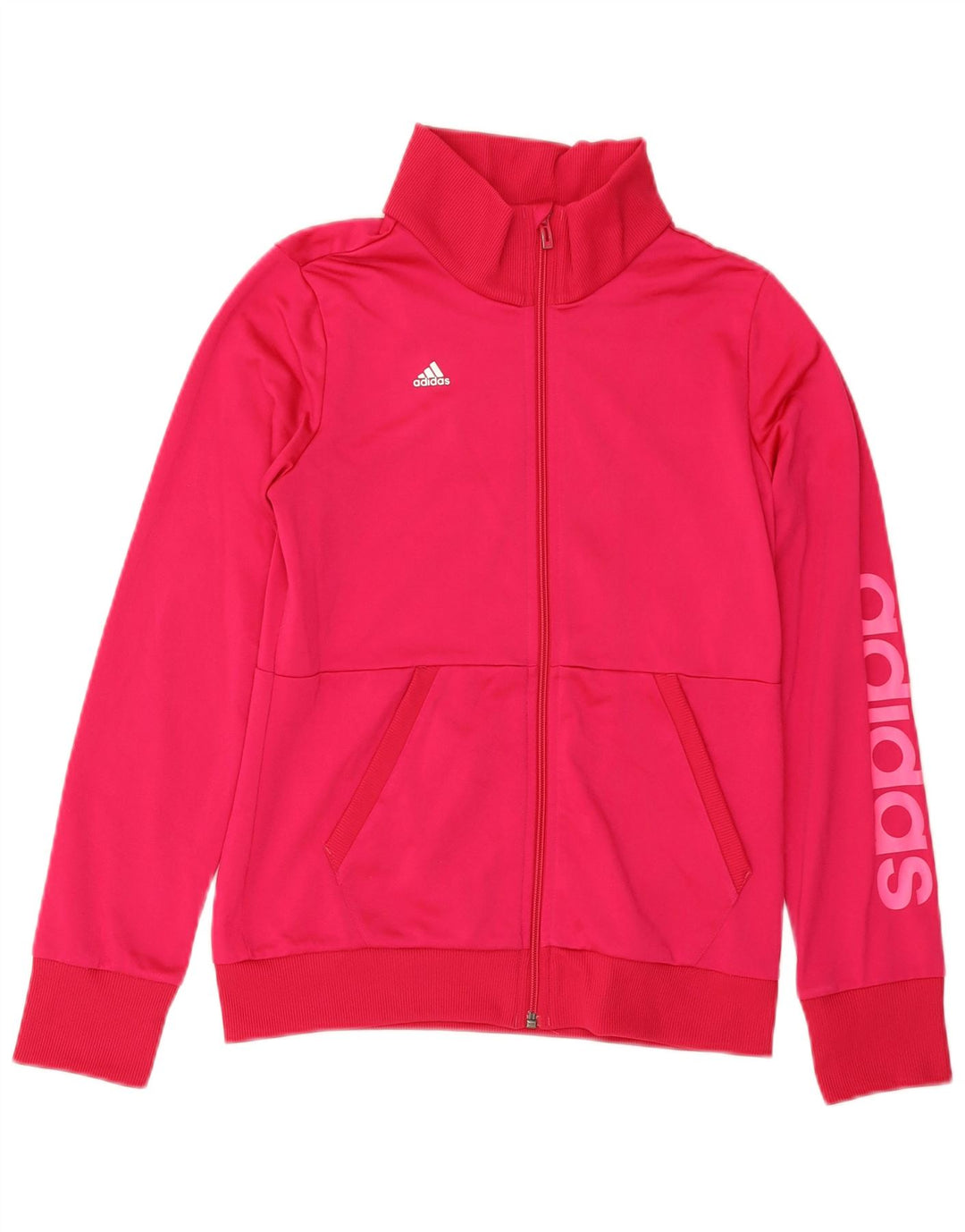 ADIDAS Meninas Graphic Tracksuit Top Jacket 13-14 Anos Rosa Poliéster
