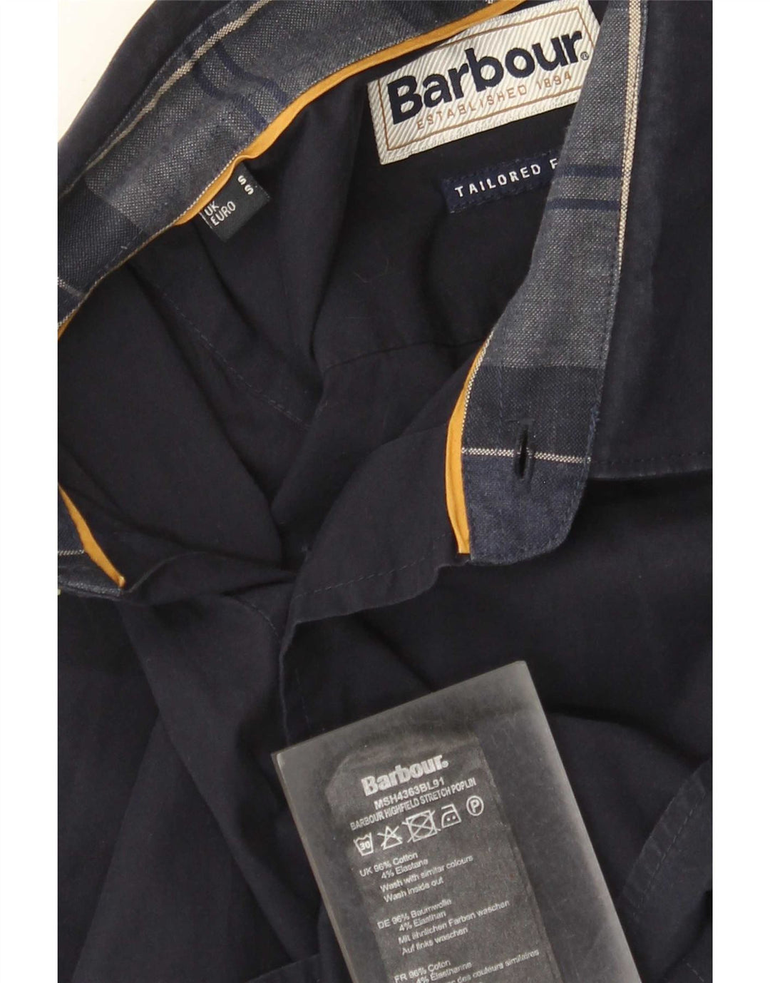 Camisa masculina Barbour sob medida de algodão azul marinho pequeno