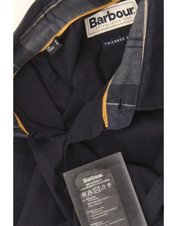 Camisa masculina Barbour sob medida de algodão azul marinho pequeno