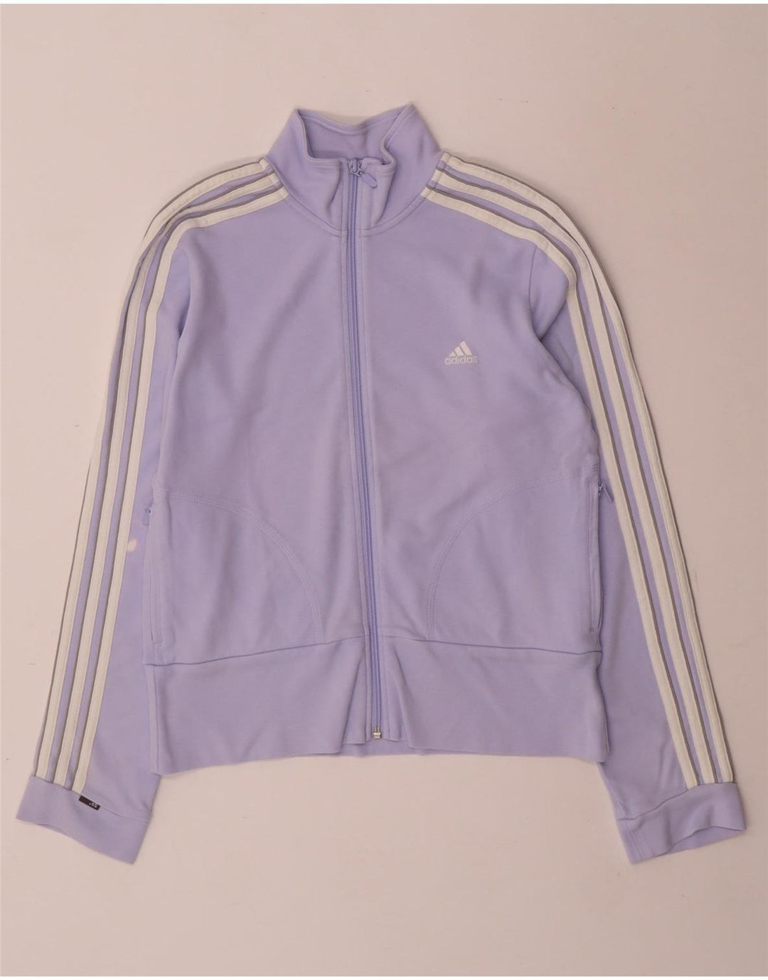 Adidas Womens Tracksuit Top Jacket UK 12 Médio Roxo Algodão
