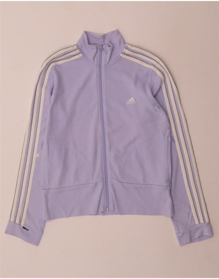 Adidas Womens Tracksuit Top Jacket UK 12 Médio Roxo Algodão