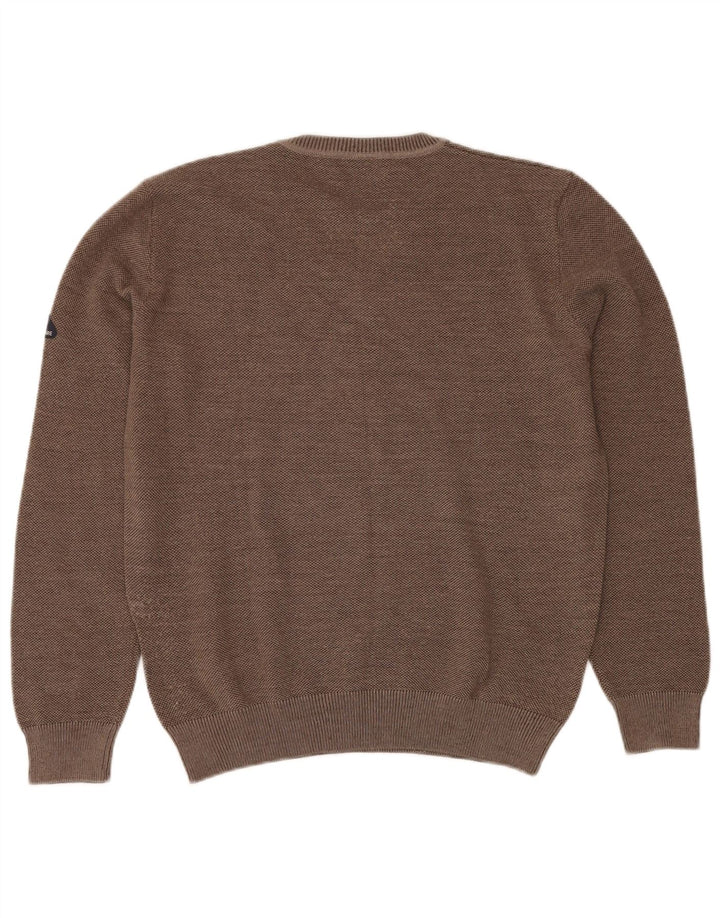 Suéter feminino NAVIGARE com decote em V Reino Unido 16 grande lã marrom